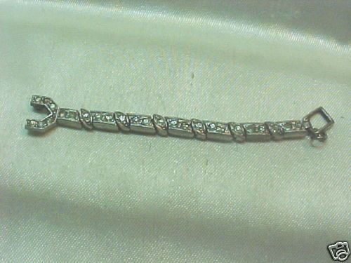 Vintage Silvertone Rhinestone Wrist Watch Extender Deco  