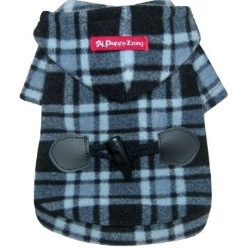 COAT DUFFLE dog clothes check hooded jacket PUPPY ZZANG  