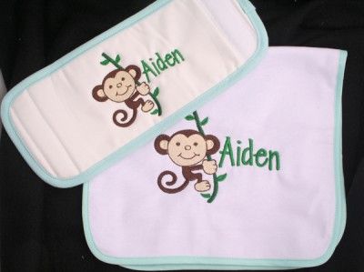 Personalized Monogrammed Burp Cloth Bottle Koozie Baby  