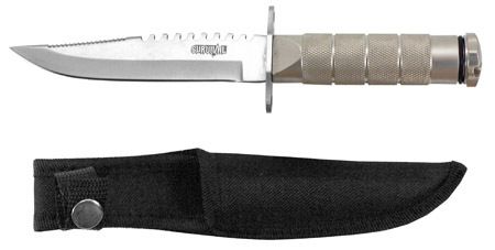 Silver Survival Knife w/Sheath Compass & Surv. Kit  