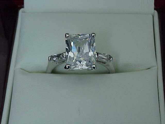 00 carat RADIANT Emerald cut SOLITAIRE cz WEDDING White Gold ep Ring 