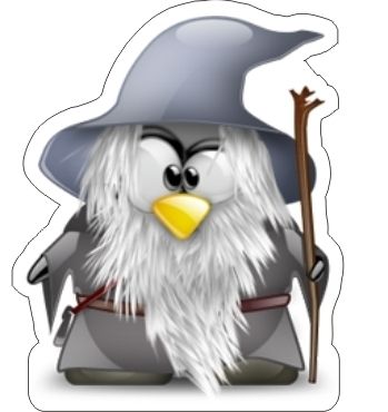 Tux   Linux Penguin Gandalf Sticker   3.75 x 3.5  