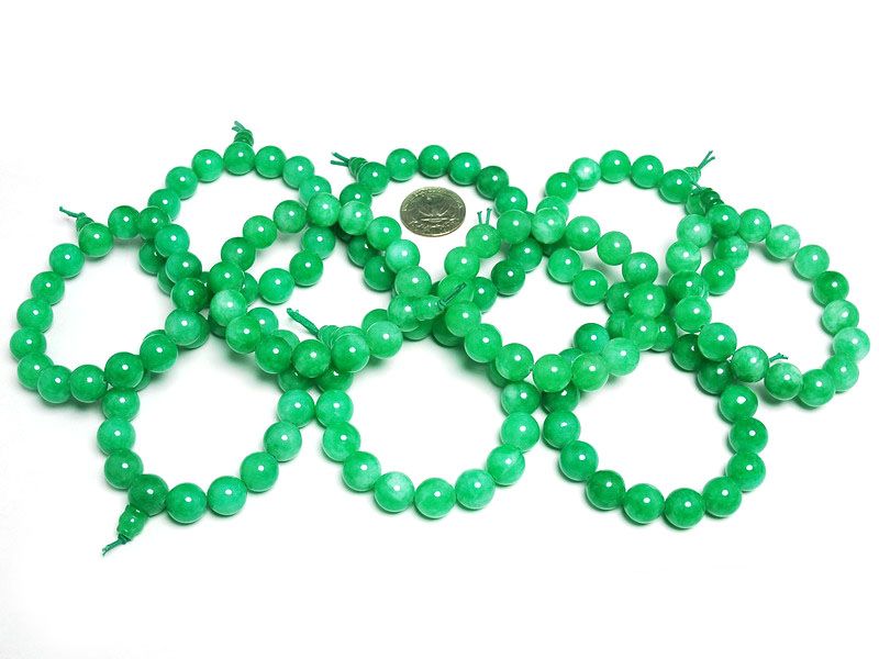 Tibetan 12mm Green Jade Wrist Prayer Beads Mala #04  