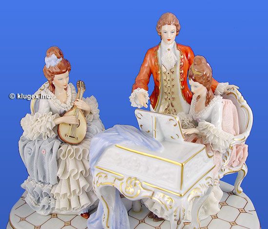 Huge Dresden Lace Musician Figurine  