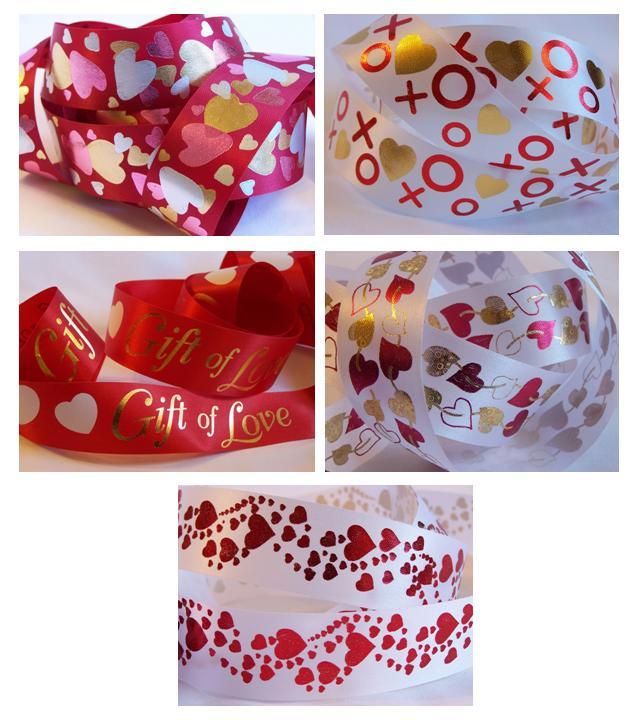 Love & Hearts Foil Stamped Ribbon ~ BTY  