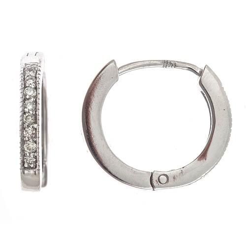 15ct Diamond Huggie Hoop Earrings 14k White Gold  