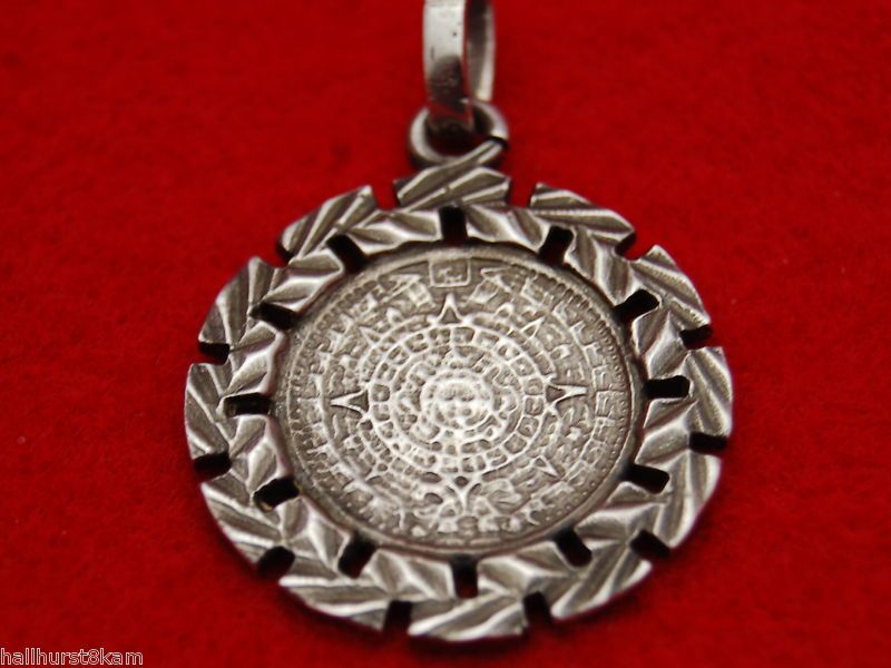 Sterling Silver Pendant Mexico Sun Dial Vintage  