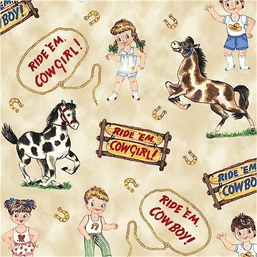 Windham Fabrics PAPER DOLL COWBOY Paper Dolls yards  