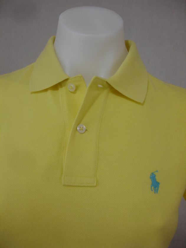 NWT Ralph Lauren Womens Misses Skinny Polo Shirt Mesh Yellow 