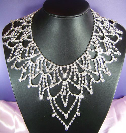 Drag Queen Jumbo Crystal Necklace Earrings Set S1145  