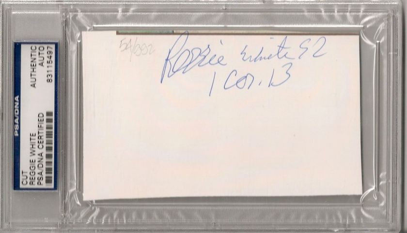 Reggie White Signed PSA/DNA Index Card Signature Certified Slabbed 