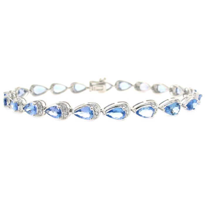 18.00ctw Tanzanite & Diamond Ladies Bracelet 14k Gold  