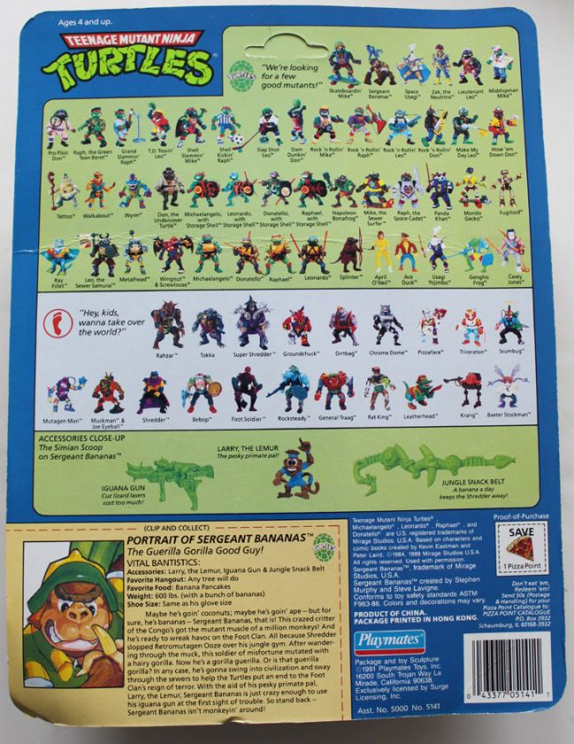   SERGEANT BANANAS TEENAGE MUTANT NINJA TURTLES MOC UNPUNCHED  