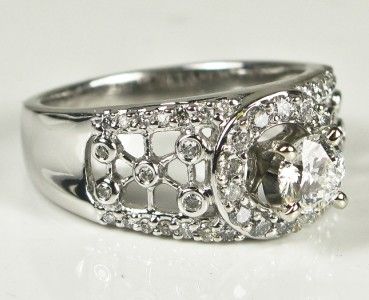 5000 HiEnd 14k White Gold 1.50ctw F SI1 Diamond Engagement Ring 6.4g 