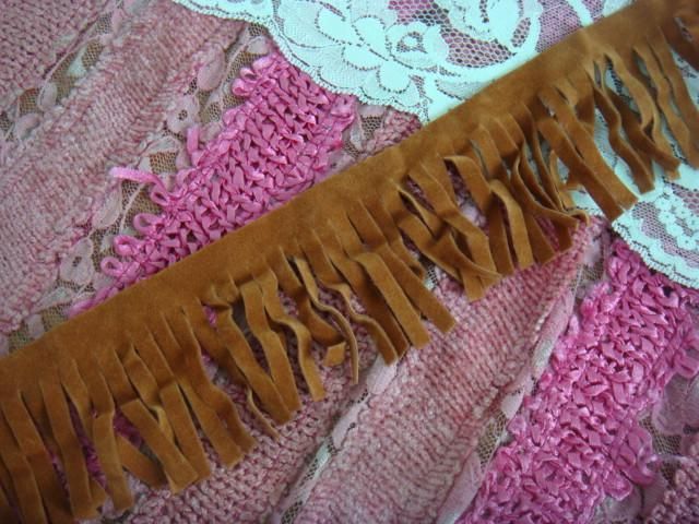 2Yd Dark Camel faux suede fringe trim 2 1/2 w  