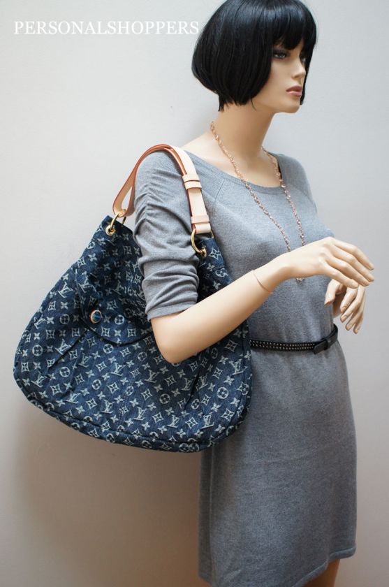 MODERN CHIC LOUIS VUITTON LV DENIM MONOGRAM DAILY GM M40493 HOBO BAG 