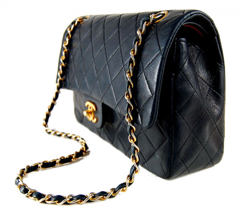   CHANEL Classic Black Lamb 2.55 Coco Double Flap Bag Purse  