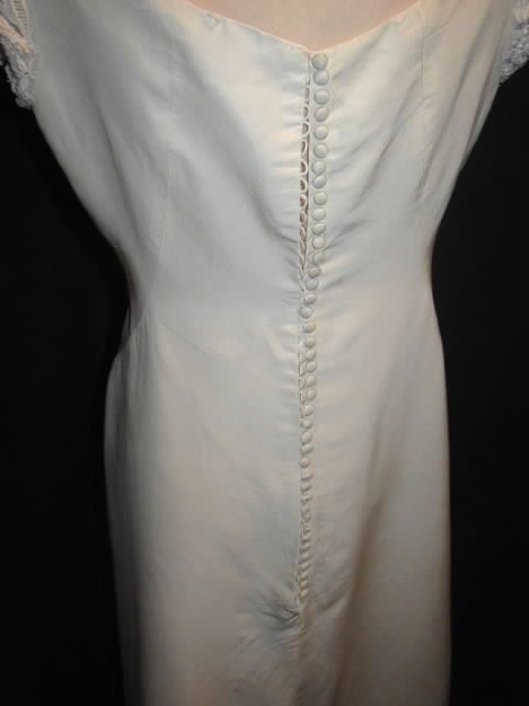 VTG 1967 60S SILK EMPIRE WAIST WEDDING GOWN DRESS + LONG TRAIN BUST 37 