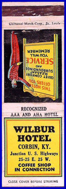 hotel741) This matchcover is from the Wilbur Hotel on Junction U.S 