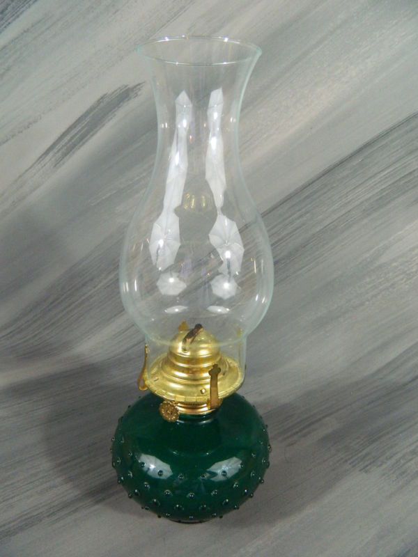 Lamplight Farms Oil Lamp Green Hobnail  