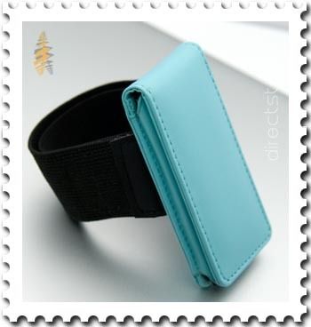 iPod nano 5th Generation 5G Blue Armband Leather Case  