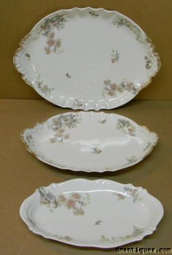 HAVILAND Limoge France RANSON Floral Painted 3 Platters  