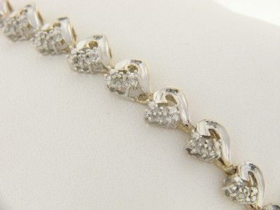 10K GOLD GENUINE DIAMOND HEART LADIES BRACELET JEWELRY  