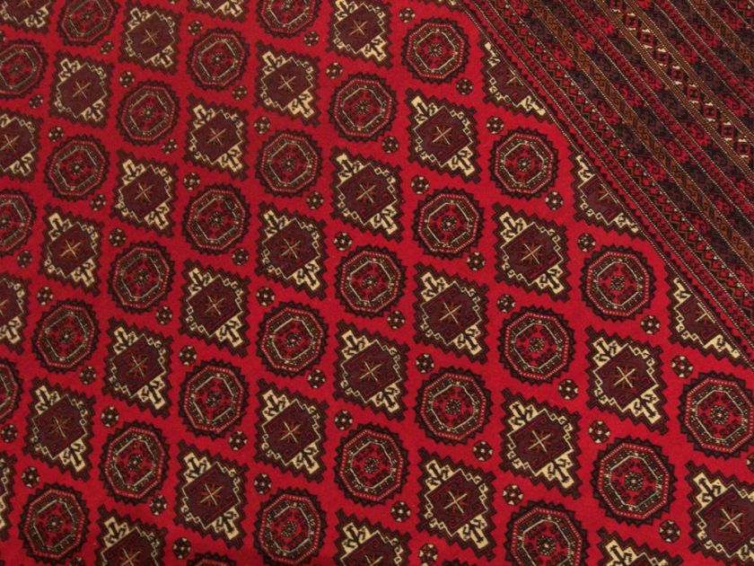 8x12.9 Handmade Fine Knots AfghanTurkoman Bukhara Wool Rug Excellent 