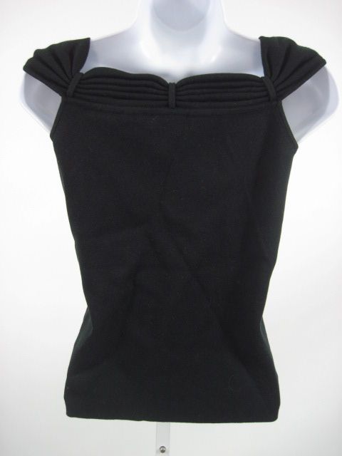 DANA BUCHMAN Black Cotton Neck Detail Sleeveless Top  