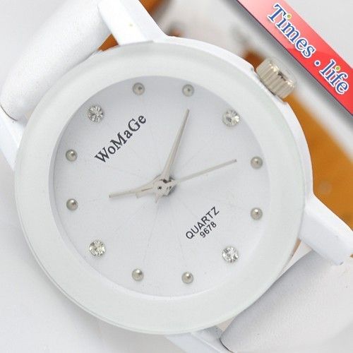 Full White Nice Wrist Watch Women Girls Quartz Casual Gift  