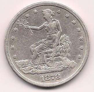 1878 S U.S. Silver Trade Dollar, Very Fine.  