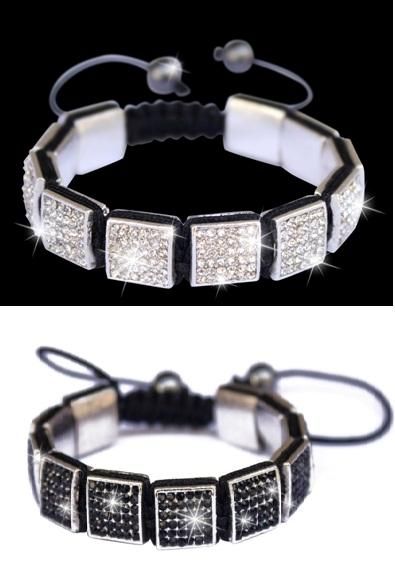 BLACK/WHITE FANCY QUALITY 12MM SQUARE SHAMBALLA CRYSTAL PARIS INSPIRED 