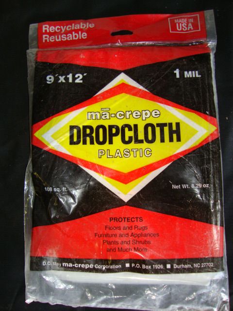 Ma Crepe Clear1Mil Plastic Drop Cloth, 108 Sq. Ft.  