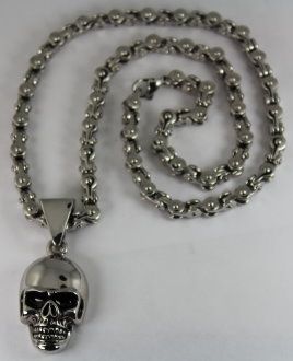 Medium Skull Link Chain Stainless Steel Combo Harley Honda Yamaha 