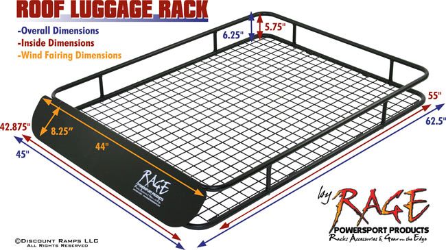 Roof luggage rack dimensions
