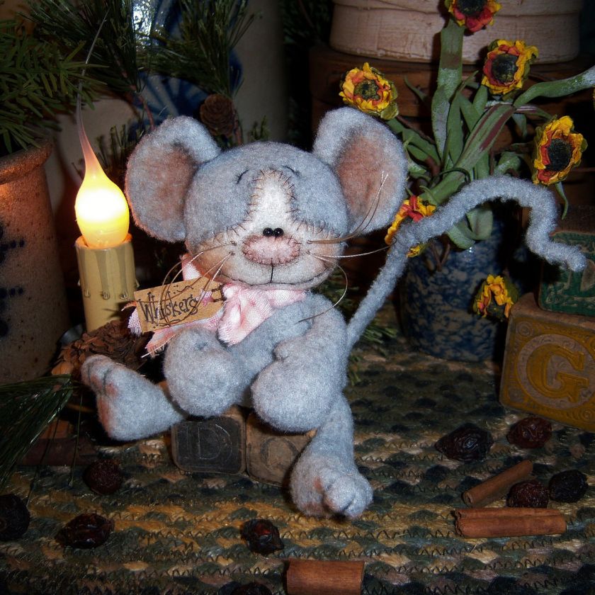 Primitive Raggedy Mouse 4 Fuzzy Vtg Style Bear Doll ★ Pattis 