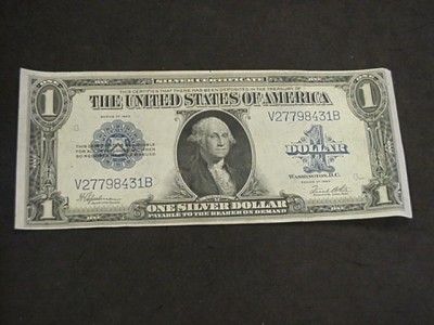 1923 $1 SILVER CERTIFICATE LARGE NOTE HORSEBLANKET LOOK  