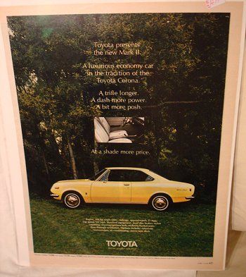 1969 Yellow Toyota Mark II Photo Print Ad  