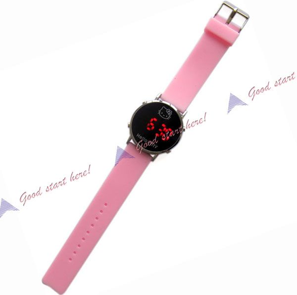 Pink Cute Hellokitty LED Digital Silicone Wrist Watch Luxury Stylish 