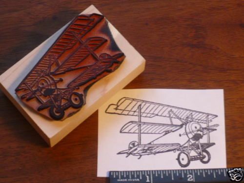 War1 Folker Tri Plane Fighter Airplane Rubber Stamp  