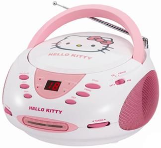 NEW~GIRLS PINK HELLO KITTY STEREO CD PLAYER AM FM RADIO  