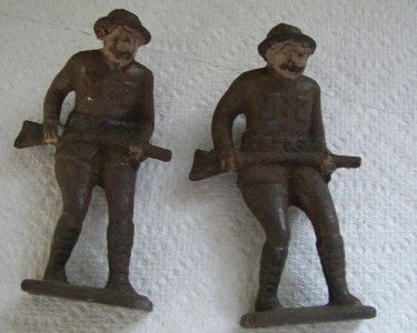 ANTIQUE CAST IRON WORLD WAR I SOLDIER TOY X2  