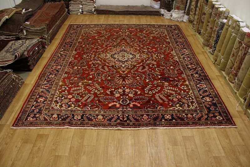   FLORAL 11X13 RED LILIAN HAMEDAN PERSIAN ORIENTAL AREA RUG WOOL  