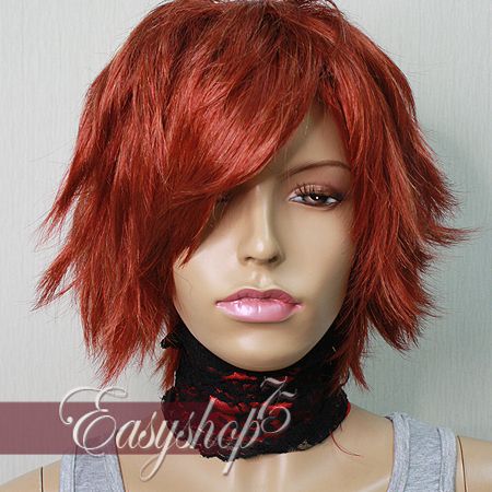 W209 Auburn Red Goth Animation Cosplay Wig Free Ship  