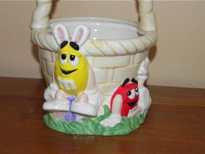 CUTE M & Ms FTD COLORFUL CERAMIC EASTER BASKET FLOWER POT  