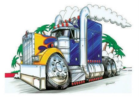 SEMI BIG RIG CAB HAULER Cartoon T shirt #4911  