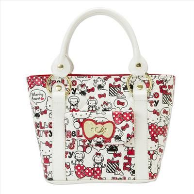 lovely hello kitty and friend in red and white printed