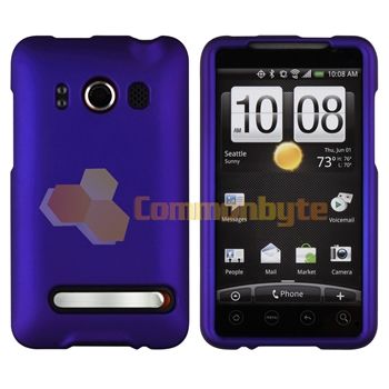 Blue Hard Case Cover+Privacy LCD Film For HTC EVO 4G  