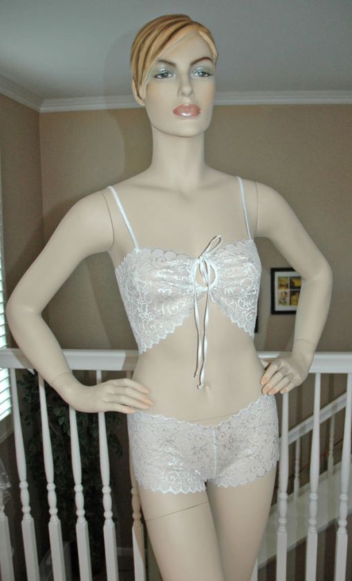 Sexy bridal bralette top & boyshorts sheer lace Fantasy  