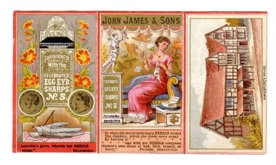   JAMES & SONS SEWING NEEDLES (& Fish Hooks) CALENDAR Trade Card  